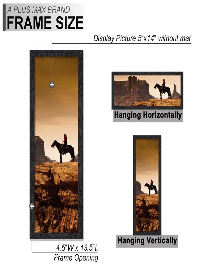 A PLUS MAX 5x14 Picture Frame Set of 2, Black Engineered Wood Frame for 5 x 14 Inch Picture Poster Photo, Light Weight 5 by 14 Frame with Wood-grain for Wall - 2 Pack/Black/5"x14" - Image 4